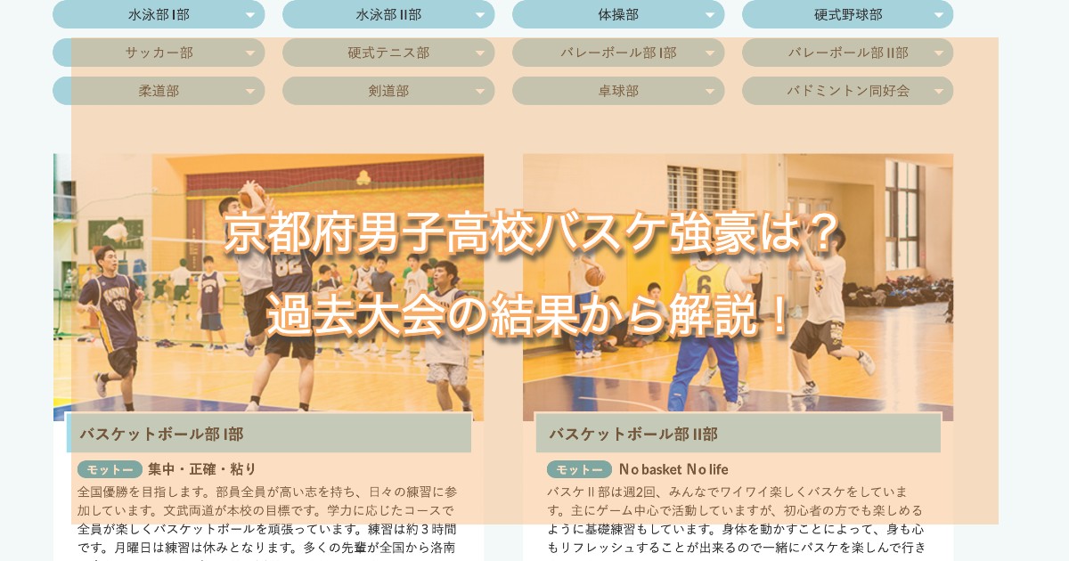 京都府男子高校バスケ強豪は？過去大会の結果から解説！